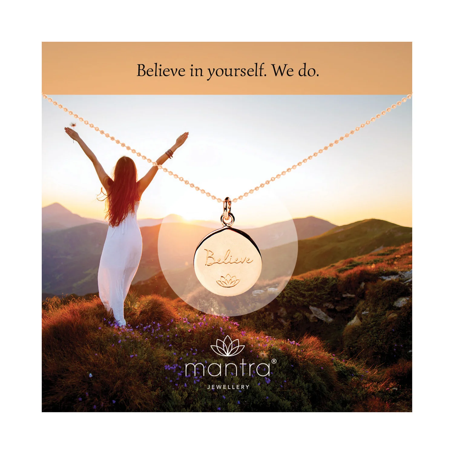 Believe Disc Necklace in Rose Gold - Image 2