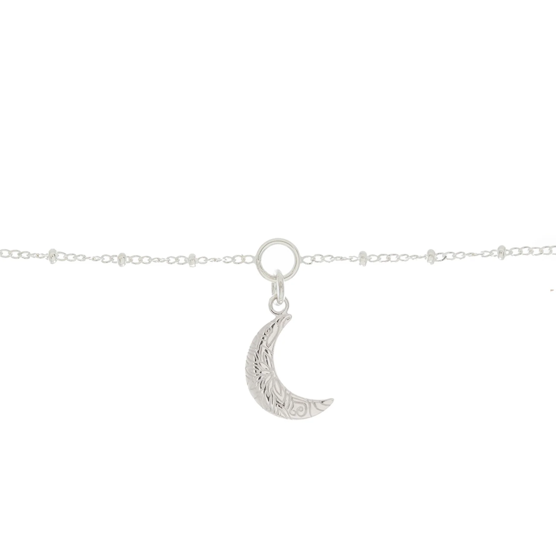 Crescent Moon Charm Bracelet in Sterling Silver