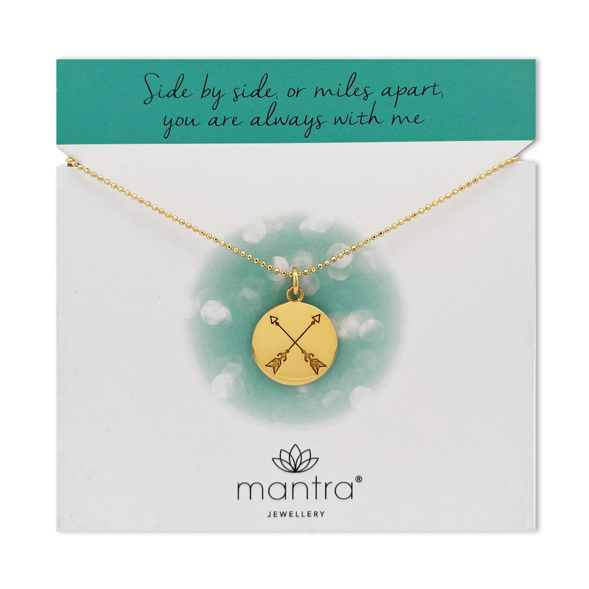Crossed Arrows Disc Necklace in Gold - Image 3