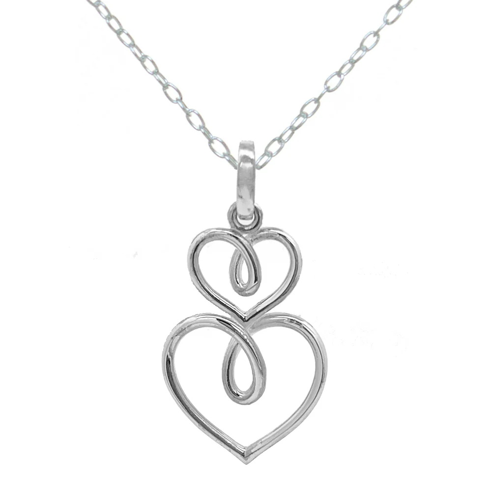 Fancy Heart Mum Necklace in Sterling Silver