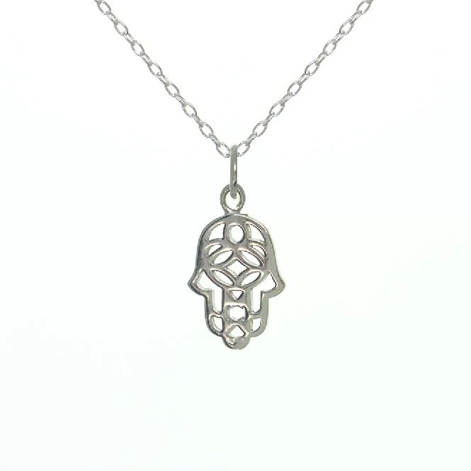 Hamsa Hand Necklace in Sterling Silver