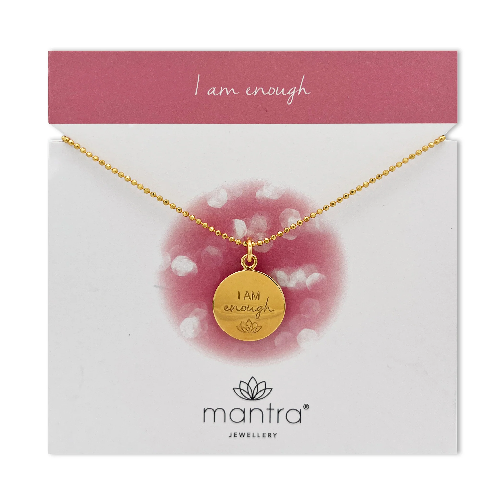 I am Enough Disc Necklace in Gold - Image 3