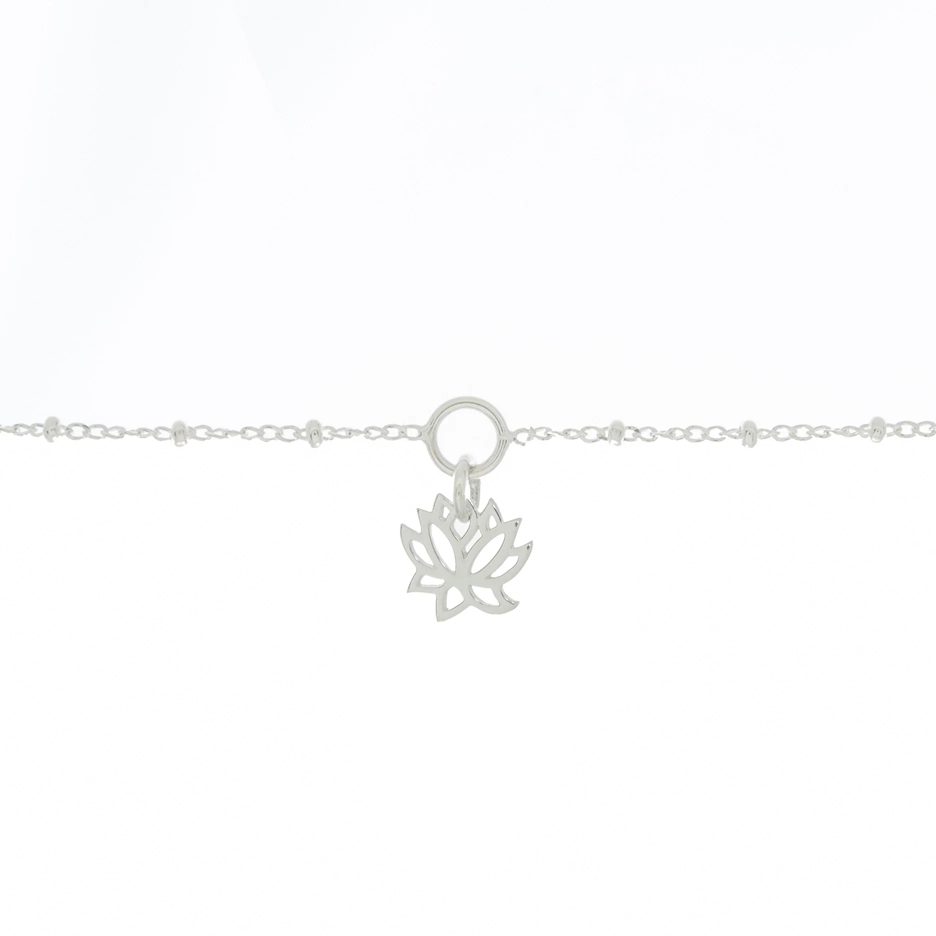Lotus Charm Bracelet in Sterling Silver