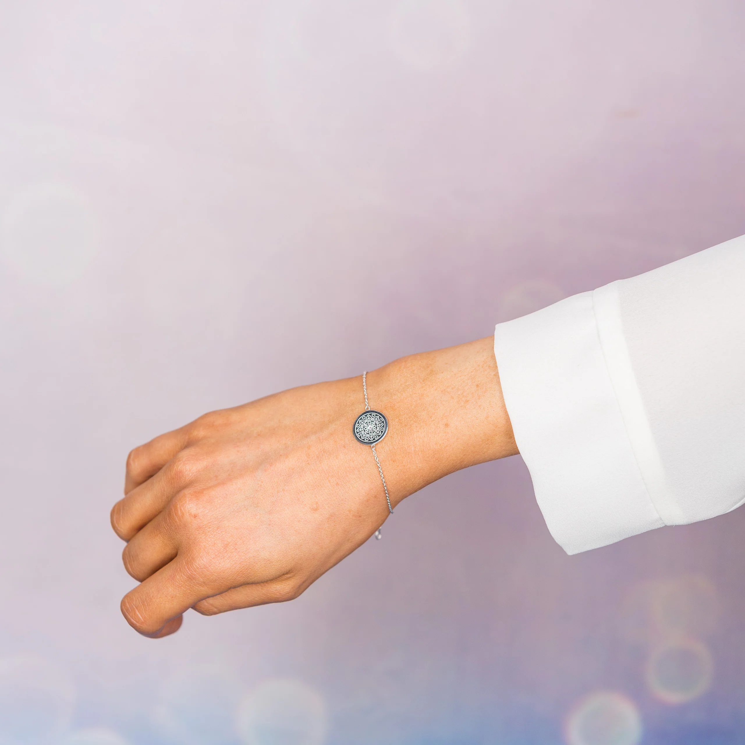 Love Mandala Disc Bracelet in Rose Gold - Image 4