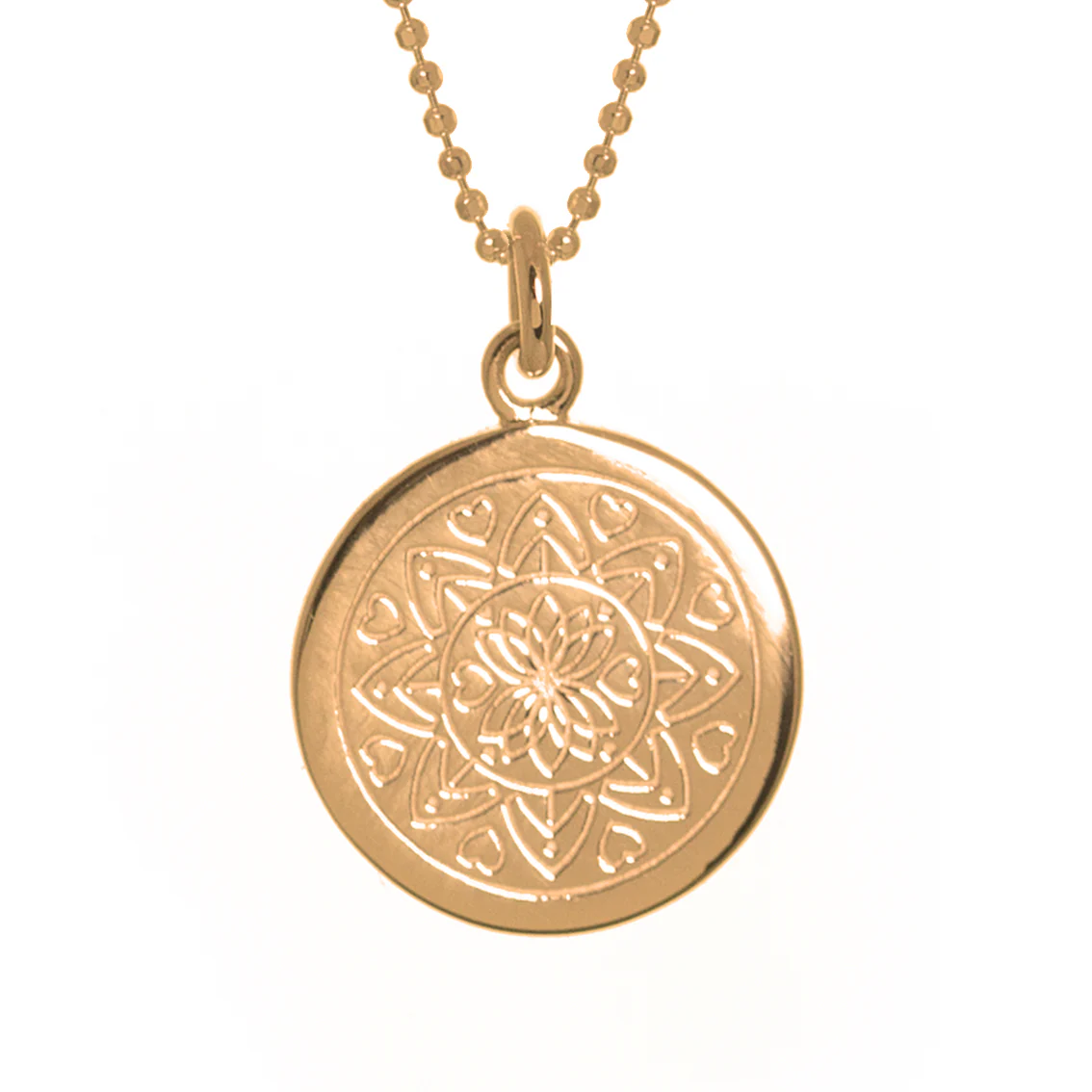 Love Mandala Disc Necklace in Rose Gold P14420C