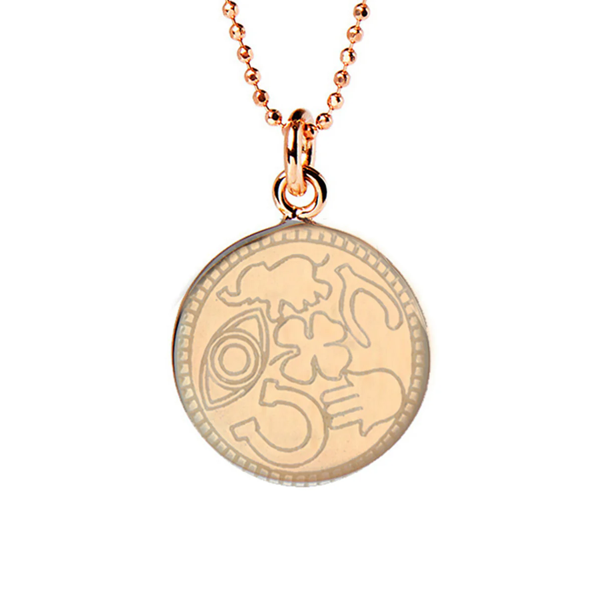 Lucky Symbols Disc Necklace in Rose Gold