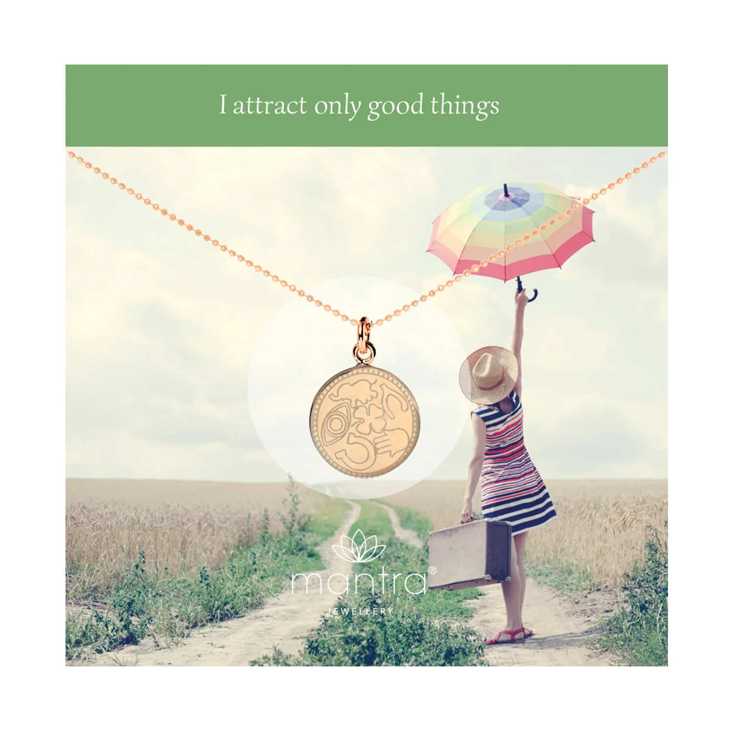 Lucky Symbols Disc Necklace in Rose Gold - Image 4