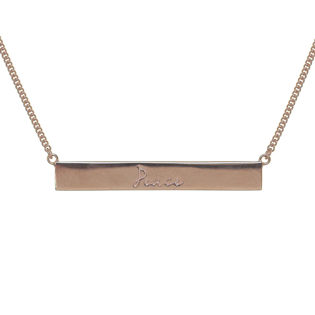 Peace Bar Necklace in Rose Gold
