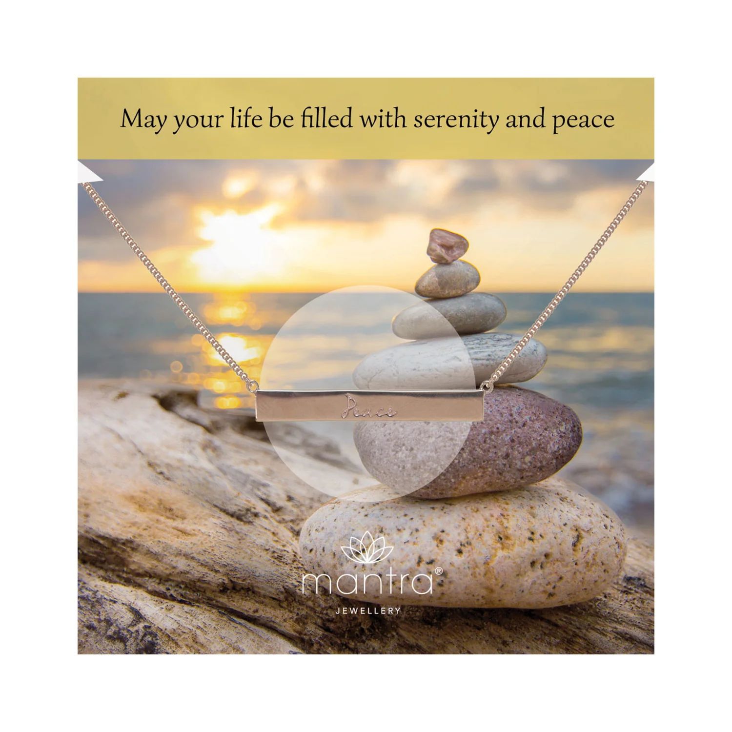 Peace Bar Necklace in Rose Gold - Image 4
