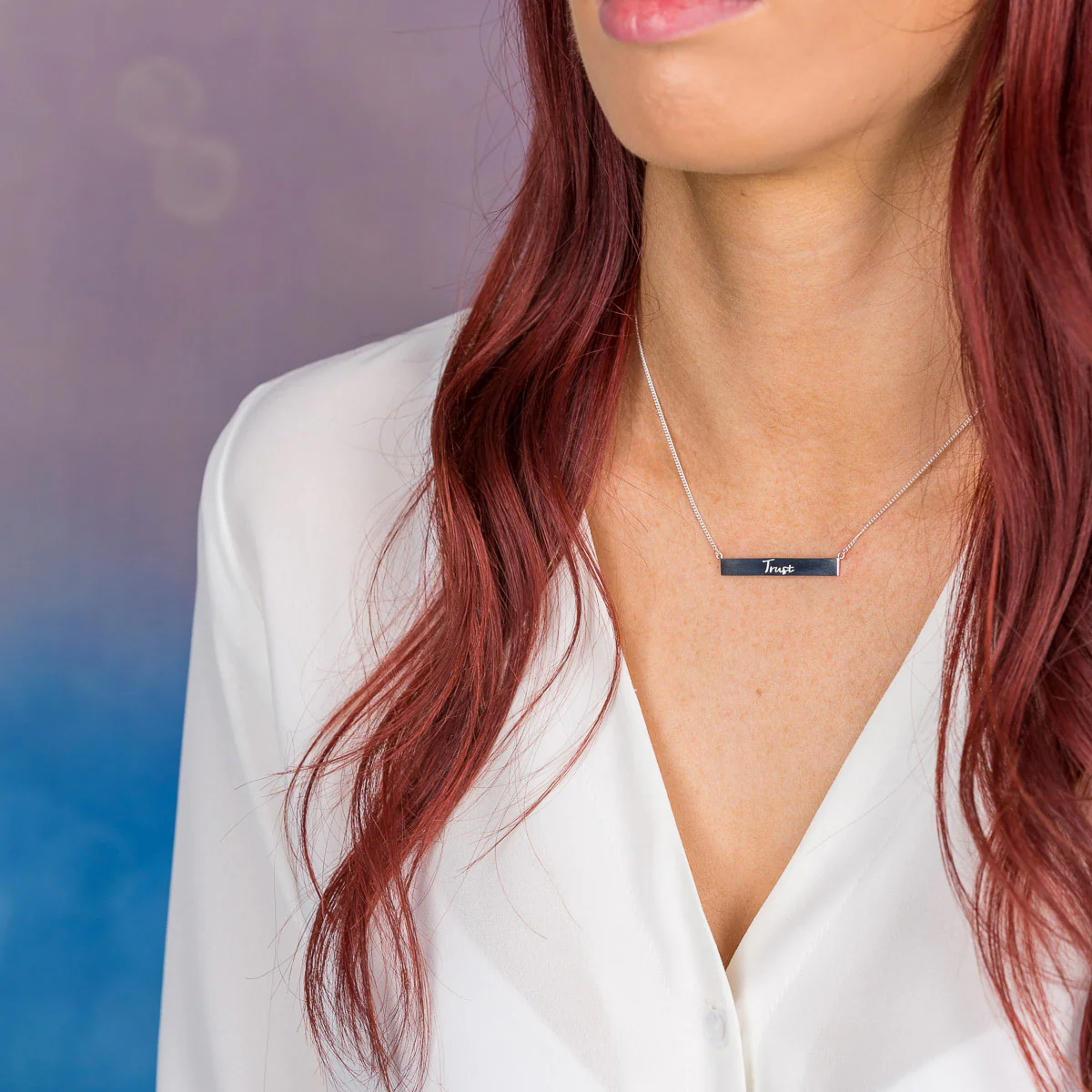 Trust Bar Necklace in Rose Gold - Image 4