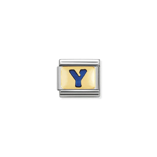 Classic Gold and Blue Enamel Letter Y Charms