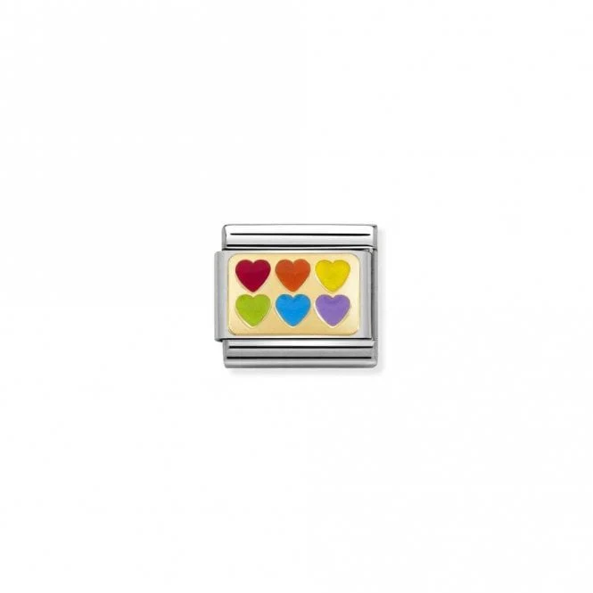 Classic Gold 6 Rainbow Hearts Love & Hearts Charms