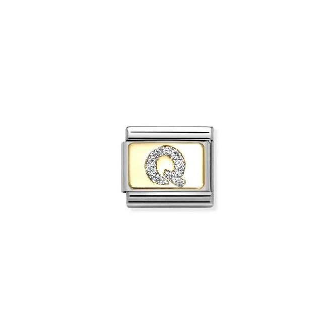 Classic Gold and Enamel Glitter Letter Q Letters & Numbers Charms