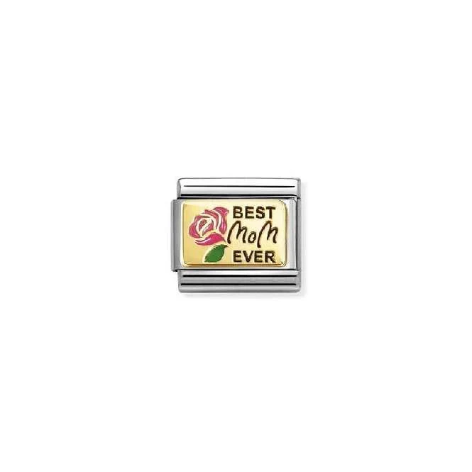 Classic Gold and Enamel Pink Best Mom Ever Friends & Family Charms