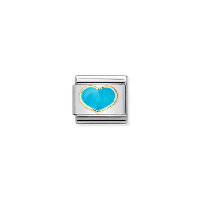 Classic Gold and Enamel Turquoise Heart Love & Hearts Charms