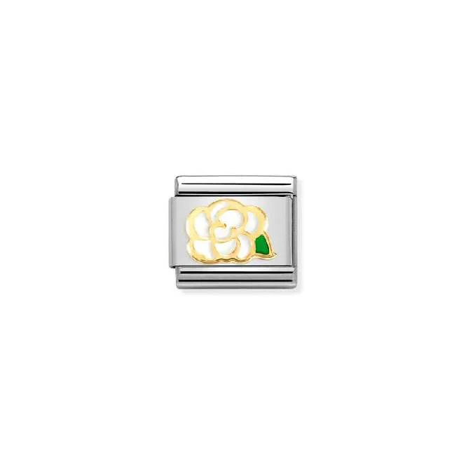 Classic Gold and Enamel White Camellia Flowers & Nature Charms