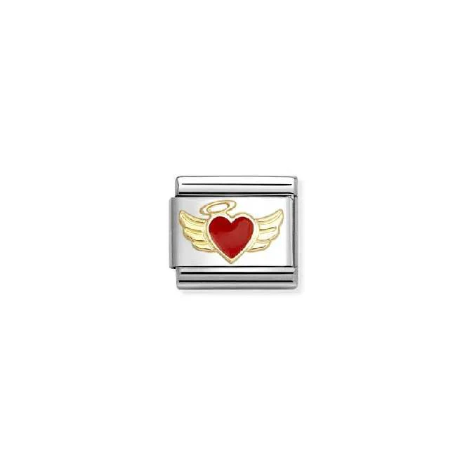 Classic Gold and Red Enamel Angel Heart Love & Hearts Charms