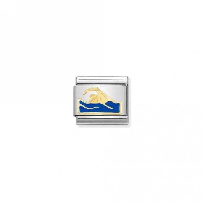 Classic Gold Blue Swimmer Sports & Hobbies Charms