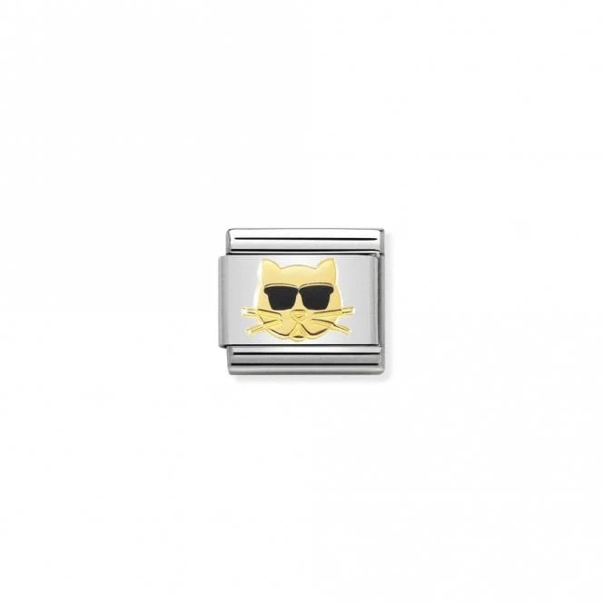 Classic Gold Cat with Glasses Animal Charms