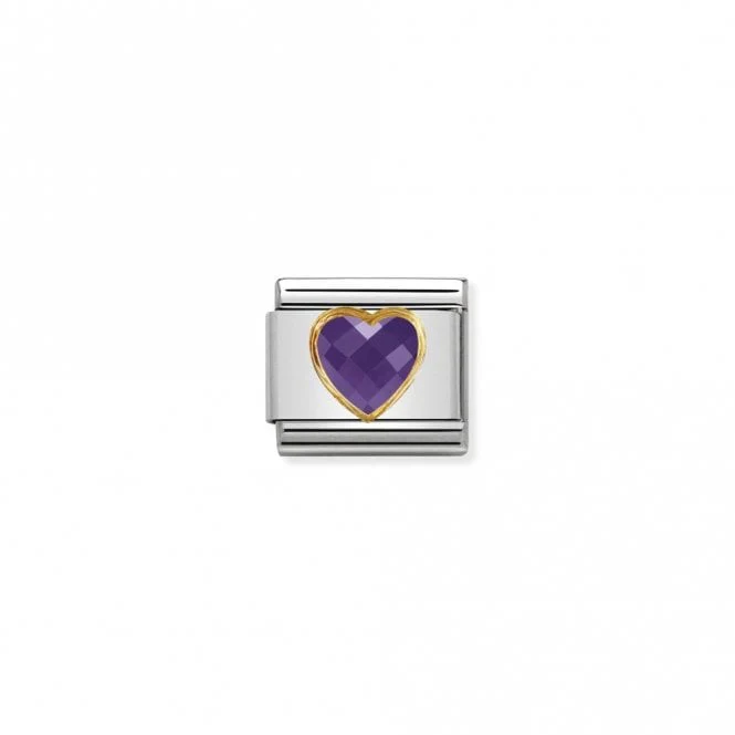Classic Gold CZ Facetted Purple Heart Love & Hearts Charms