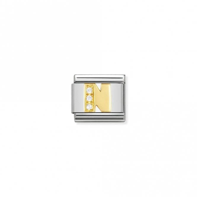 Classic Gold CZ N Letter Charms
