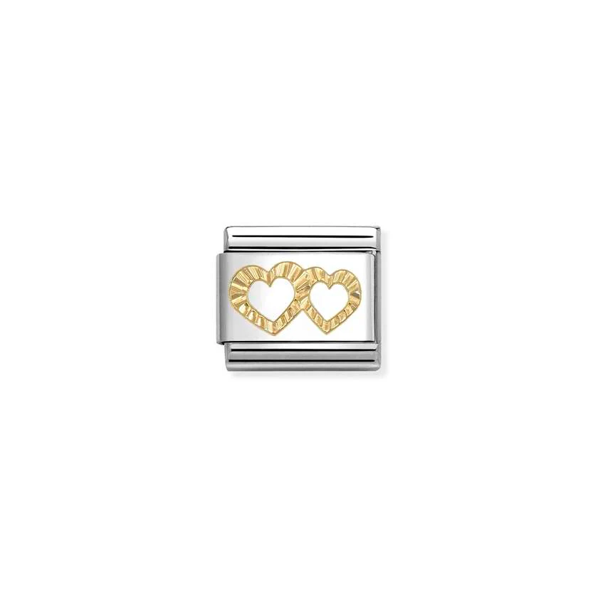 Classic Gold Diamond Double Hearts Love & Hearts Charms
