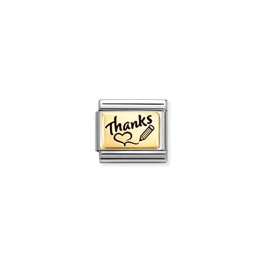 Classic Gold and Enamel Thanks with Heart Good Luck Charms