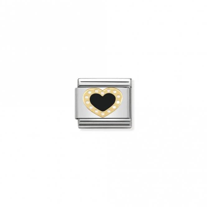 Classic Gold Heart with Dots Black Love & Hearts Charms