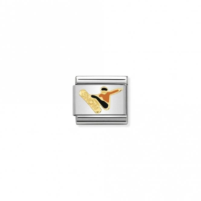 Classic Gold Orange & Black Snowboarder Sports & Hobbies Charms