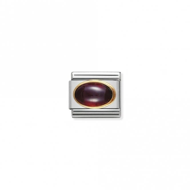 Classic Gold Oval Garnet Stone Sparkly Charms