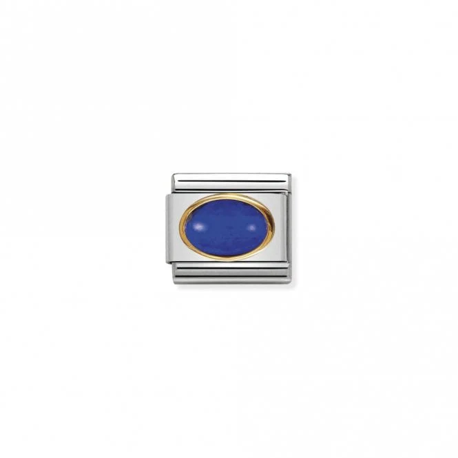 Classic Gold Oval Lapis Stone Sparkly Charms