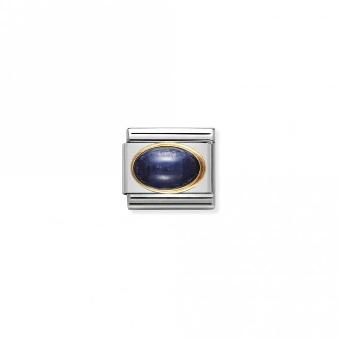 Classic Gold Oval Sapphire Stone Sparkly Charms
