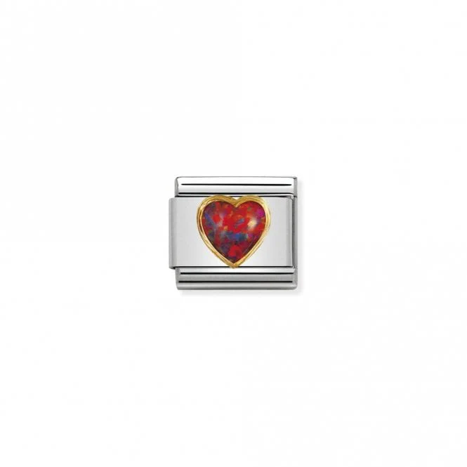 Classic Gold Red Opal Heart Love & Hearts Charms