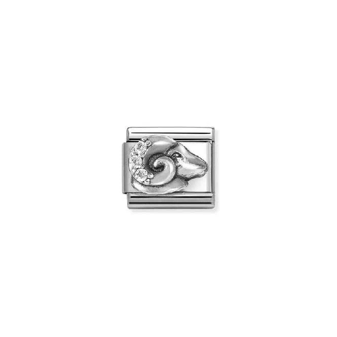 Classic Oxidised Silver and CZ Aries Zodiac Charms