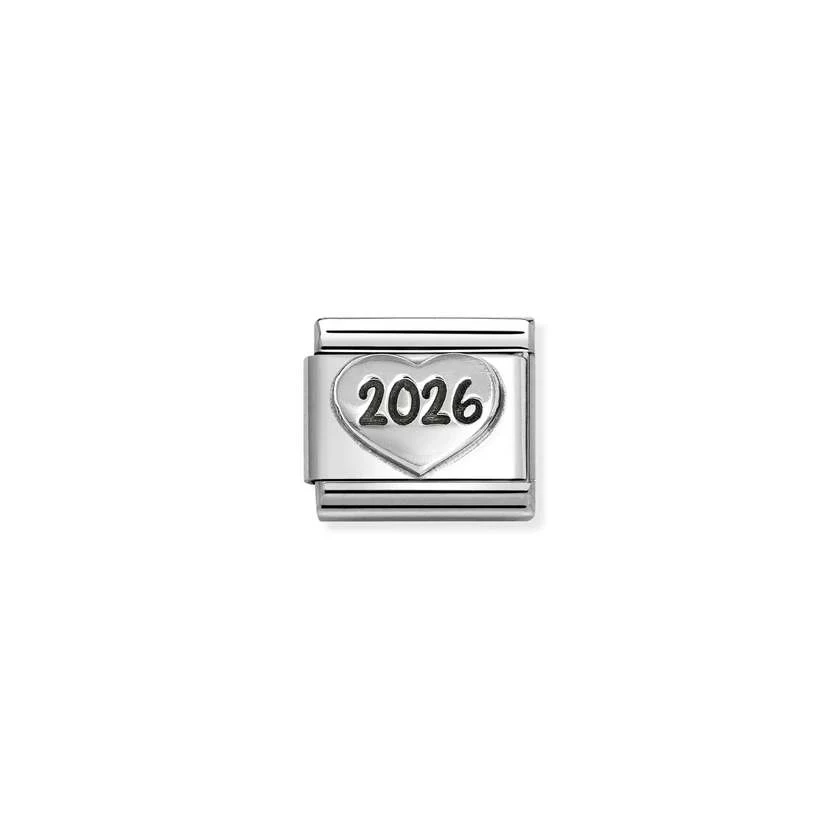 Classic Oxidised Silver and Enamel Heart 2026 Graduation Charms
