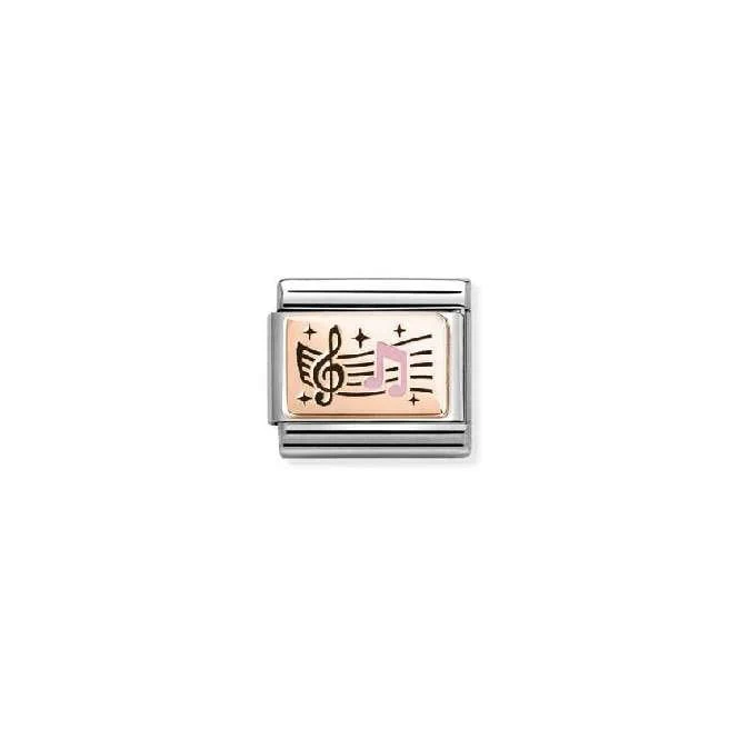 Classic Rose Gold and Enamel Treble Clef and Notes Music Charms