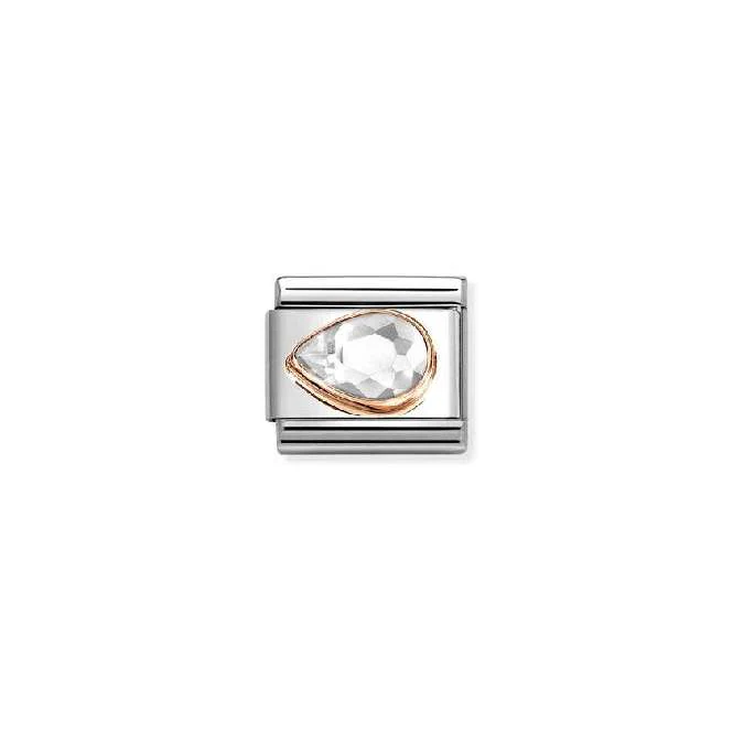 Classic Rose Gold and Left Drop CZ White Sparkly & Stones Charms