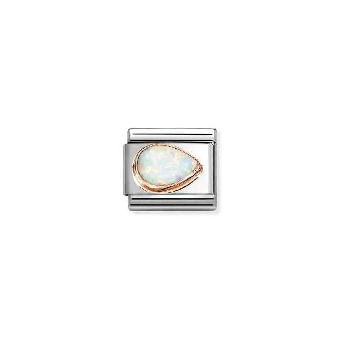 Classic Rose Gold and Opal Right White Opal Drop Sparkly & Stones Charms