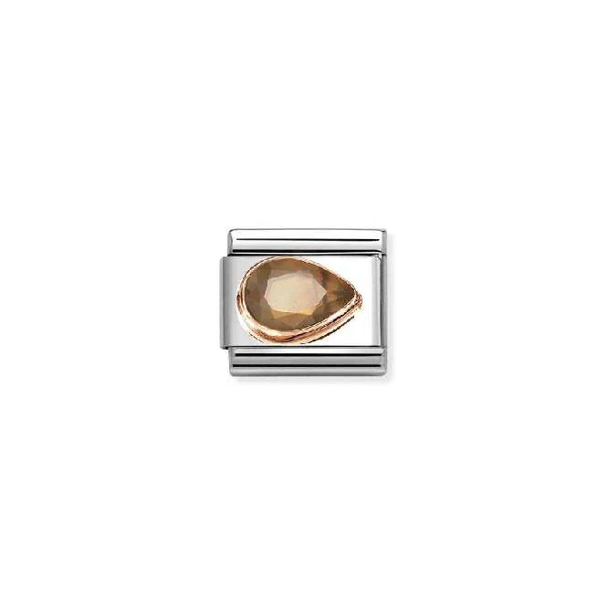 Classic Rose Gold and Right Drop CZ Smokey Sparkly & Stones Charms