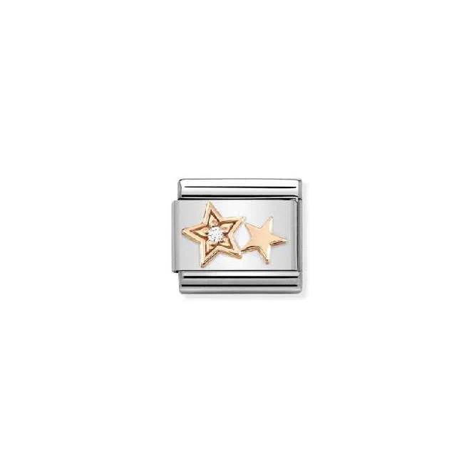 Classic Rose Gold & CZ Double Star Love & Hearts Charms