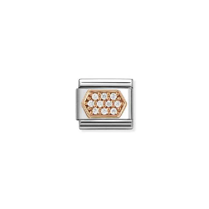 Classic Rose Gold CZ Pave White Hexagon Fashion & Fun Charms