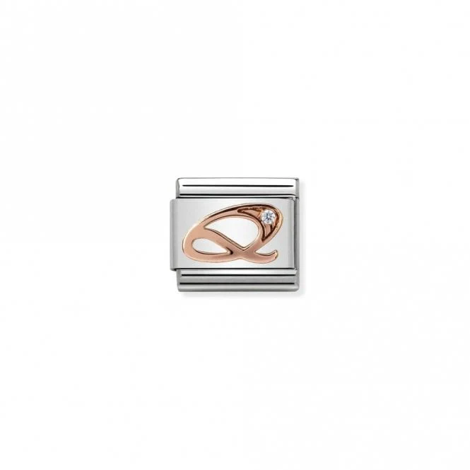 Classic Rose Gold CZ Q Letter Charms