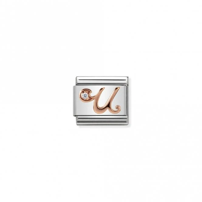 Classic Rose Gold CZ U Letter Charms