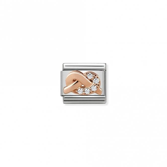 Classic Rose Gold CZ White Knot Love & Hearts Charms