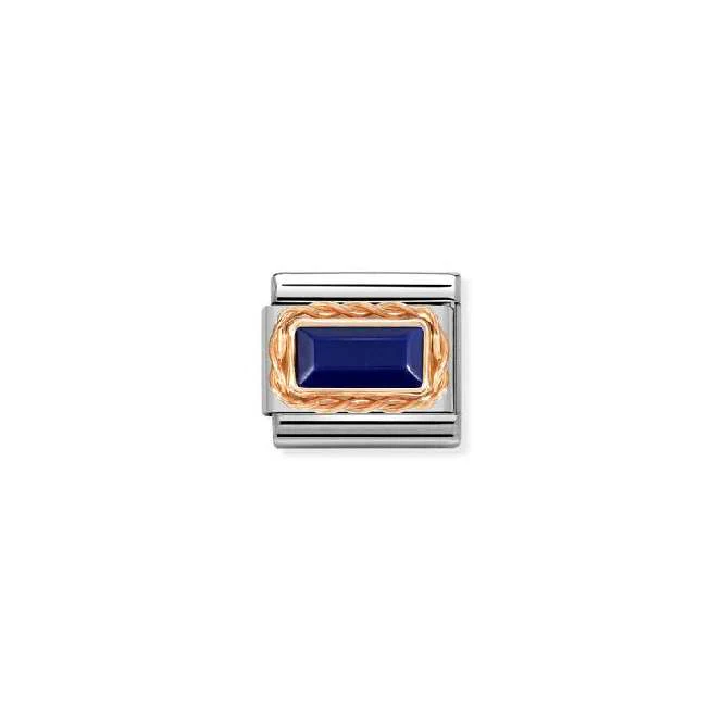 Classic Rose Gold Lapis Rich Baguette Sparkly & Stones Charms