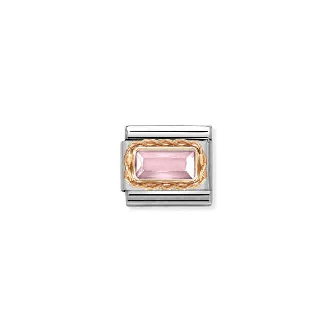 Classic Rose Gold Pink Facetted Baguette Sparkly & Stones Charms