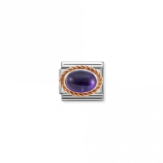 Classic Rose Gold Rich Amethyst Stone Sparkly Charms