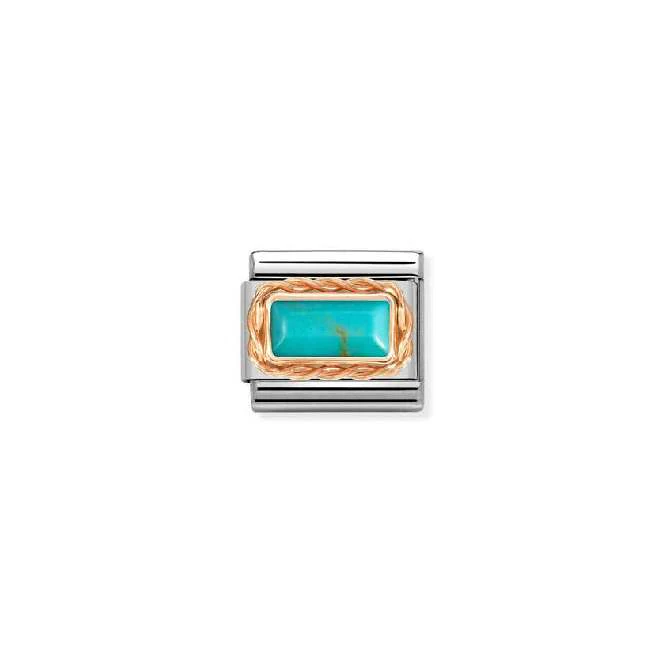 Classic Rose Gold Turquoise Rich Baguette Sparkly & Stones Charms
