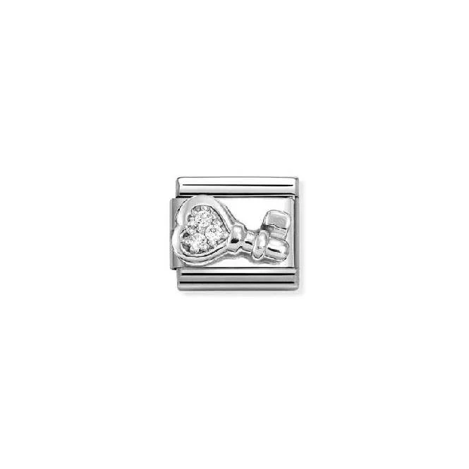Classic Silver and CZ Key Love & Hearts Charms
