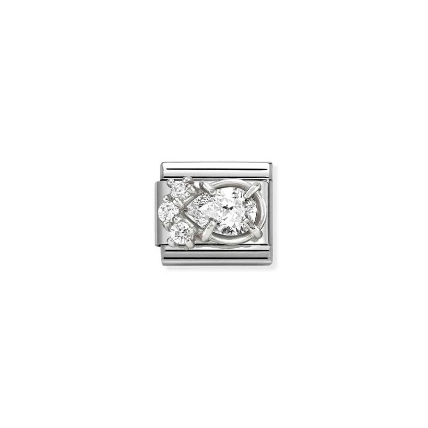 Classic Silver CZ Clear White Drop Sparkly & Stones Charms